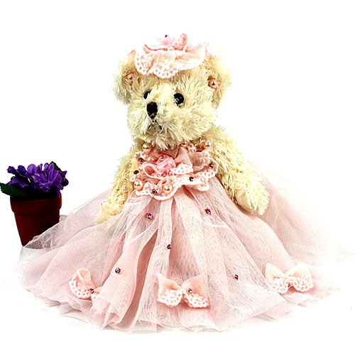 Key Chain - Wedding Dress Teddy Bear - Pink - KC-Z20107PK
